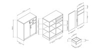 Commode  TOLLY 2 portes, 2 tiroirs, 85cm coloris chêne sonoma