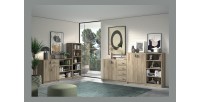 Commode  TOLLY 2 portes coloris, 4 tiroirs chêne sonoma