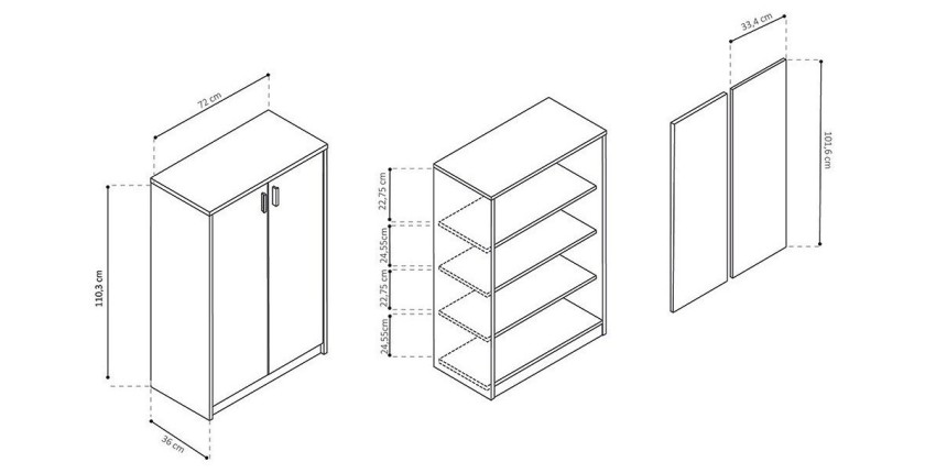 Commode TOLLY 2 portes, 110 cm coloris chêne sonoma