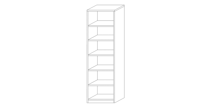 Bibliothèque design 5 étagères, coloris chêne gris collection SPACI