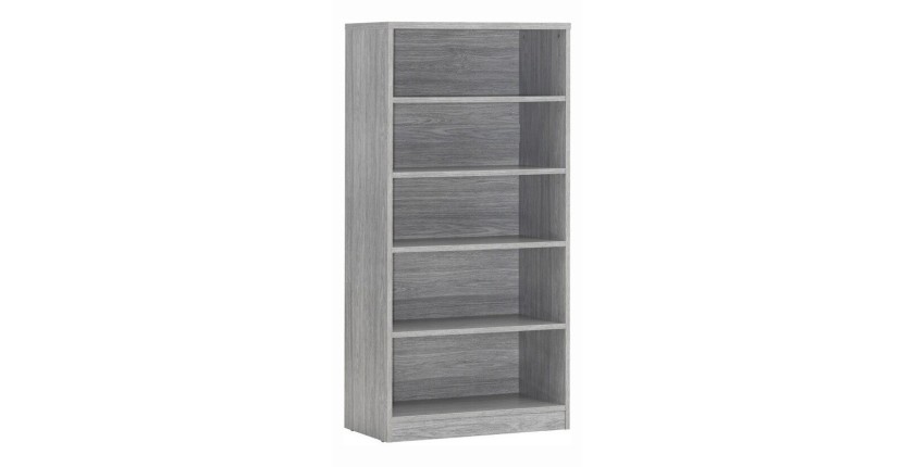 Bibliothèque design 4 étagères, coloris chêne gris collection SPACI