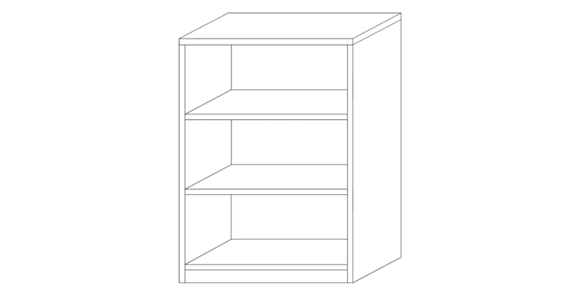 Bibliothèque design 2 étagères, coloris chêne gris collection SPACI