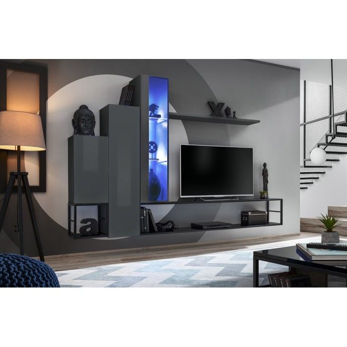 Étagère murale 180cm collection SWITCH. Coloris gris.
