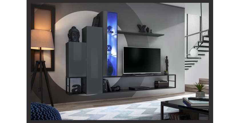 Étagère murale 180cm collection SWITCH. Coloris gris.