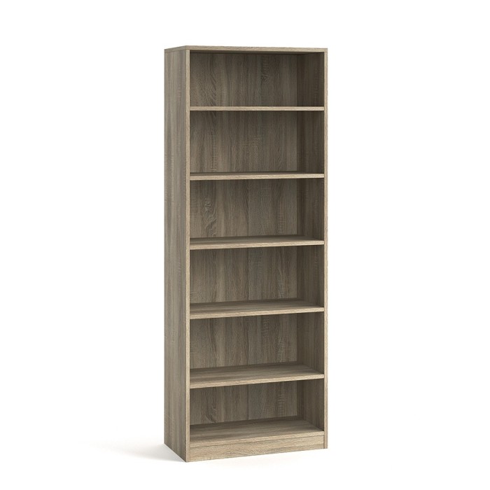 Bibliothèque large design 5 étagères, coloris chêne clair collection TOLLY