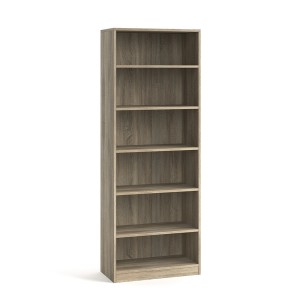 Bibliothèque large design 5 étagères, coloris chêne clair collection TOLLY