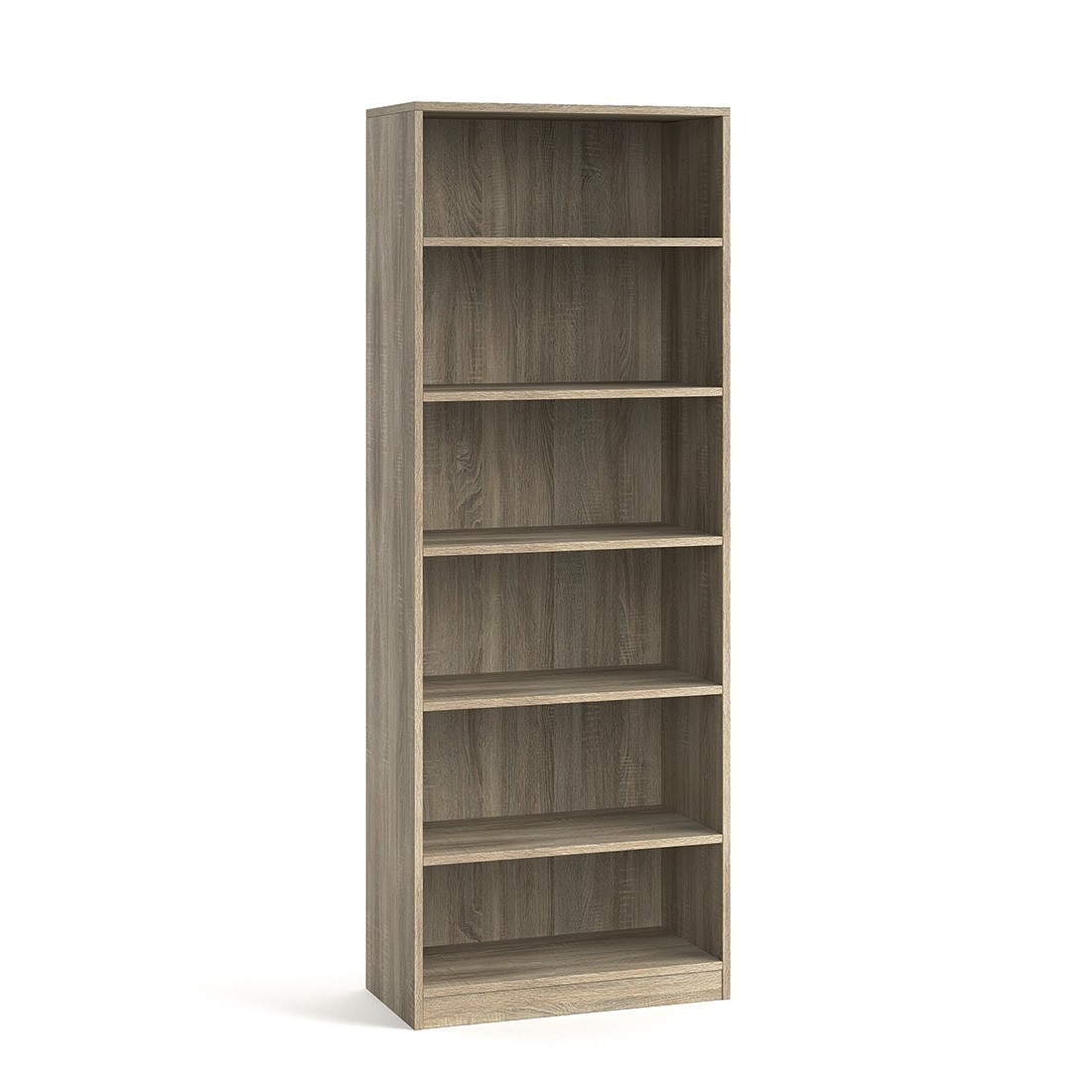 Bibliothèque large design 5 étagères, coloris chêne clair collection TOLLY
