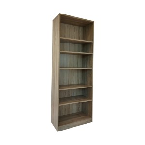 Bibliothèque large design 5 étagères, coloris chêne clair collection TOLLY