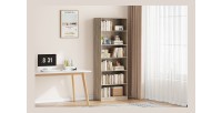 Bibliothèque large design 5 étagères, coloris chêne clair collection TOLLY
