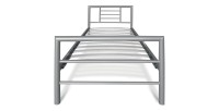 Lit en métal simple ECHO, 90x200 cm, gris brillant sommier inclus