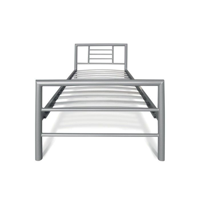 Lit en métal simple ECHO, 90x200 cm, gris brillant sommier inclus