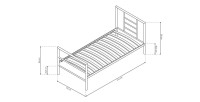 Lit en métal simple ECHO, 90x200 cm, gris brillant sommier inclus