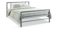Lit en métal double ECHO, 140x200 cm, gris brillant sommier inclus