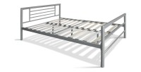 Lit en métal double ECHO, 140x200 cm, gris brillant sommier inclus