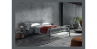 Lit en métal double ECHO, 140x200 cm, gris brillant sommier inclus