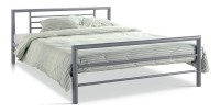 Lit en métal double ECHO, 160x200 cm, gris brillant sommier inclus