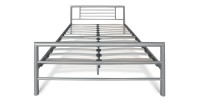 Lit en métal double ECHO, 160x200 cm, gris brillant sommier inclus