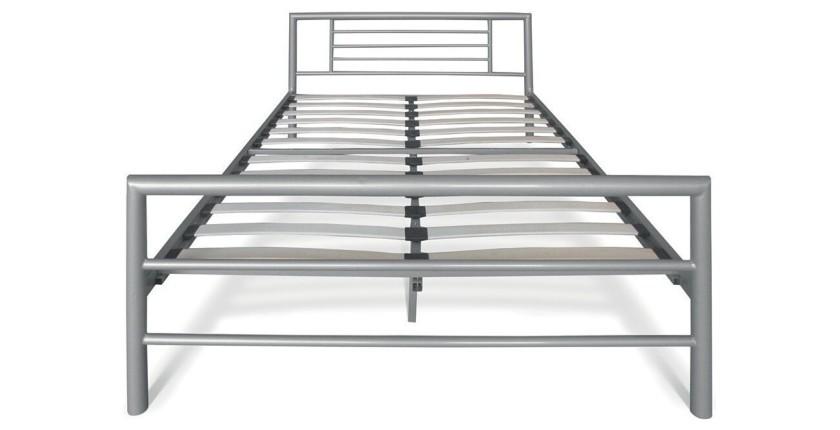Lit en métal double ECHO, 160x200 cm, gris brillant sommier inclus