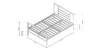 Lit en métal double ECHO, 160x200 cm, gris brillant sommier inclus