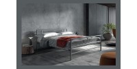 Lit en métal double ECHO, 160x200 cm, gris brillant sommier inclus