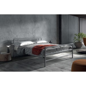 Lit en métal double ECHO, 160x200 cm, gris brillant sommier inclus