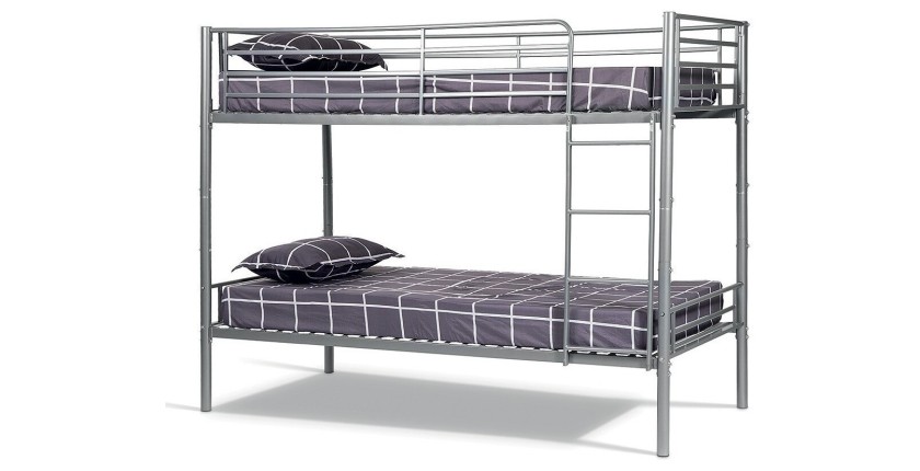 Lit en métal superposé 90x200 cm SAMMY, coloris gris