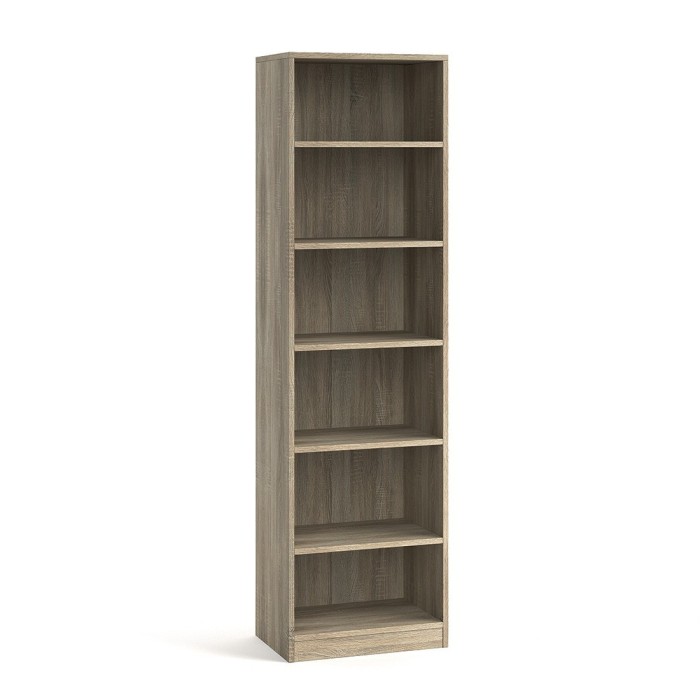 Bibliothèque design 5 étagères, coloris chêne clair collection TOLLY