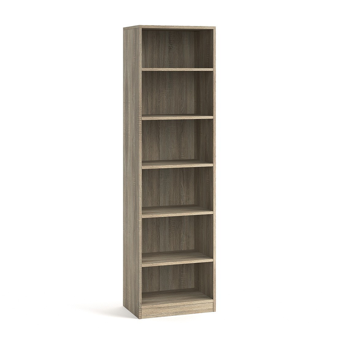 Bibliothèque design 5 étagères, coloris chêne clair collection TOLLY