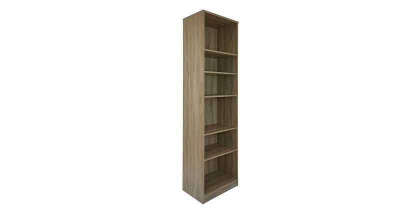 Bibliothèque design 5 étagères, coloris chêne clair collection TOLLY