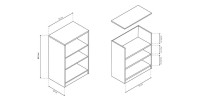 Petite bibliothèque design 2 étagères, coloris chêne clair collection TOLLY