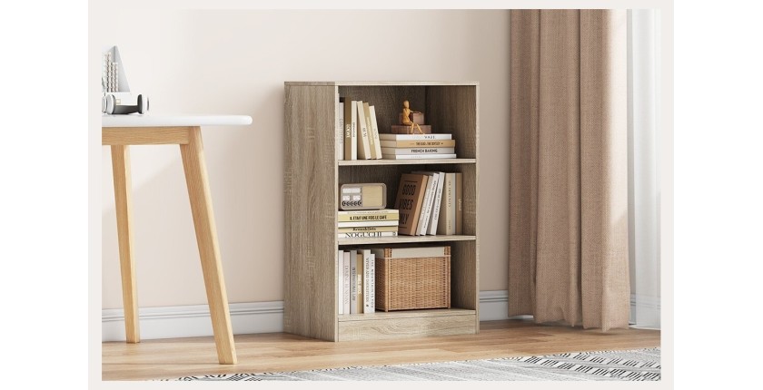 Petite bibliothèque design 2 étagères, coloris chêne clair collection TOLLY