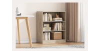 Bibliothèque large design 2 étagères, coloris chêne clair collection TOLLY