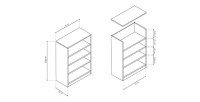 Bibliothèque  design 3 étagères, coloris chêne clair collection TOLLY