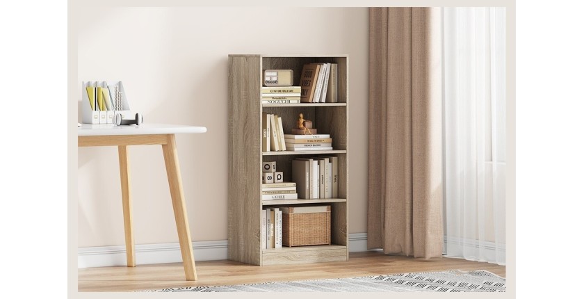 Bibliothèque  design 3 étagères, coloris chêne clair collection TOLLY