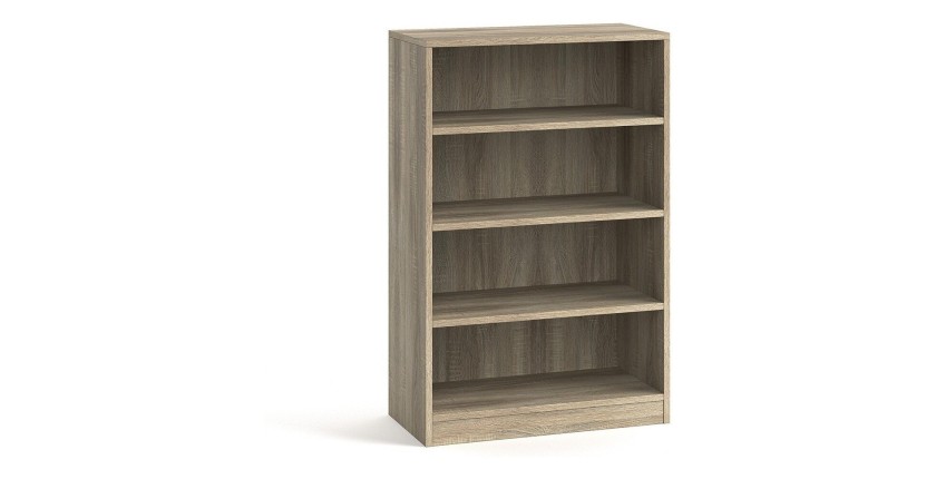 Bibliothèque large design 3 étagères, coloris chêne clair collection TOLLY