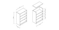 Bibliothèque large design 3 étagères, coloris chêne clair collection TOLLY