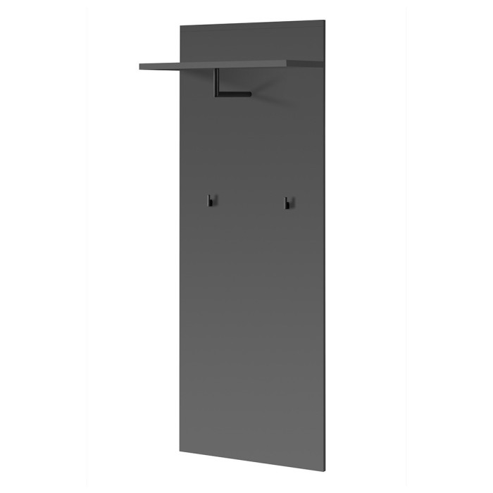 Meuble d'entrée avec Armoire, meuble à chaussure, commode, miroir et penderie collection POLO Coloris gris et chêne.