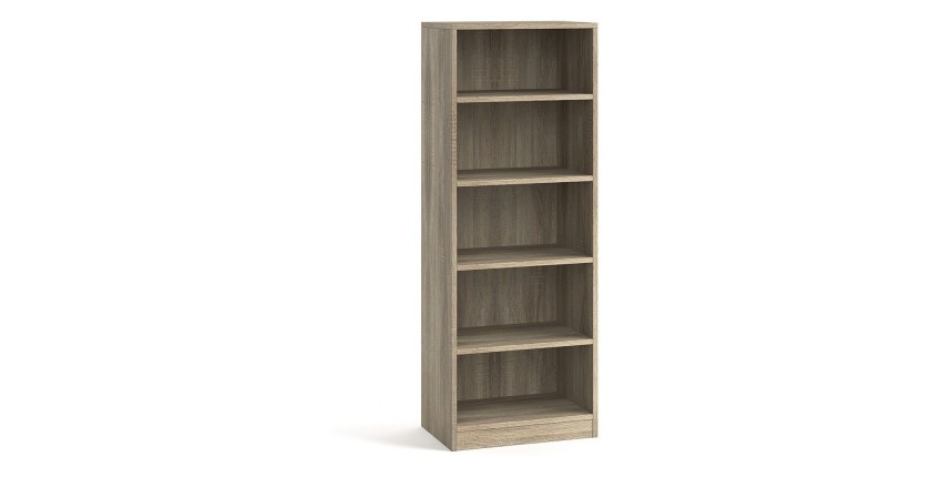 Bibliothèque design 4 étagères, coloris chêne clair collection TOLLY