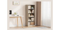 Bibliothèque design 4 étagères, coloris chêne clair collection TOLLY