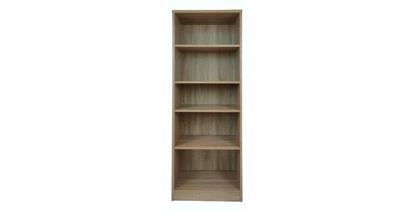 Bibliothèque design 4 étagères, coloris chêne clair collection TOLLY