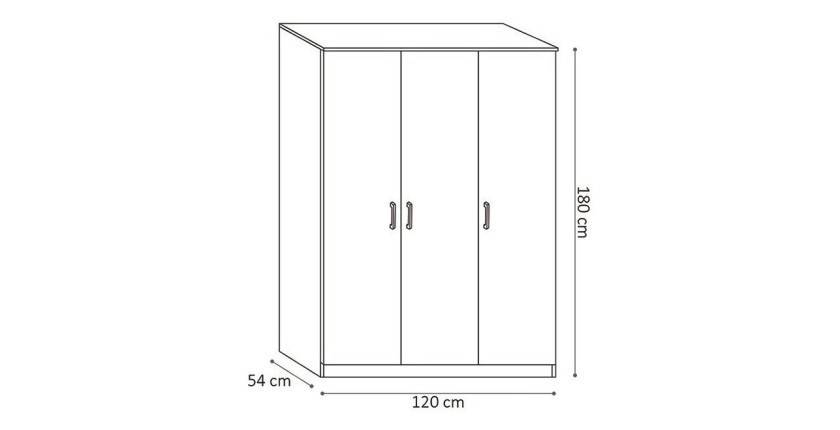 Garde Robe REY, armoire 3 portes idéal pour votre entrée, votre buanderie ou votre sdb