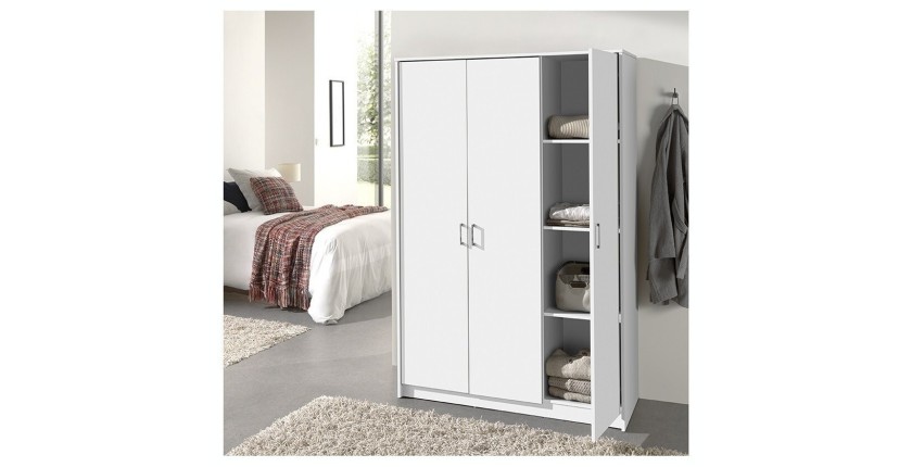 Garde Robe REY, armoire 3 portes idéal pour votre entrée, votre buanderie ou votre sdb