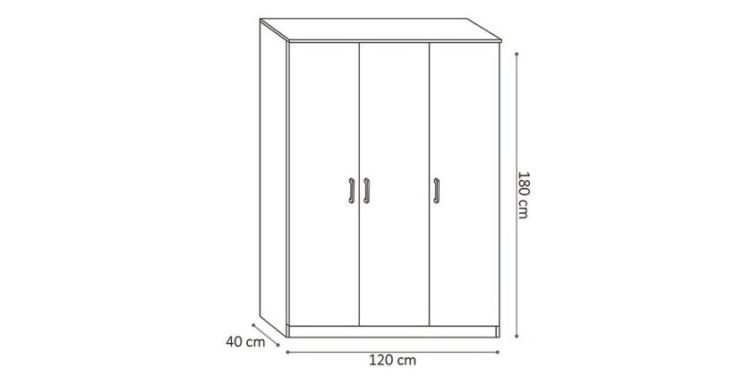 Garde Robe REY, armoire 3 portes idéal pour votre entrée, votre buanderie ou votre sdb