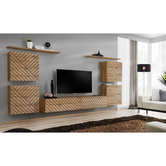 Étagère murale 120cm collection SWITCH. Coloris chêne wotan.