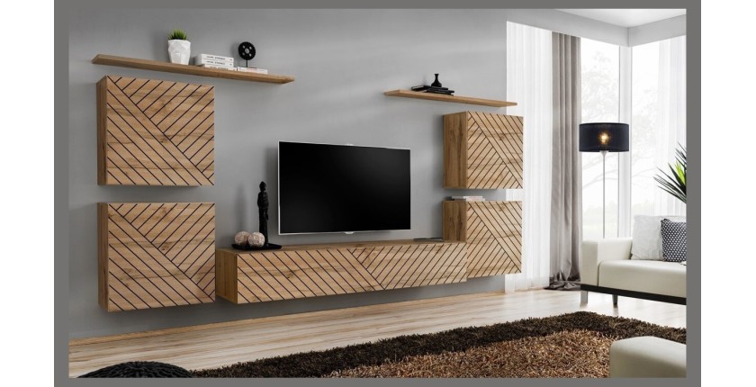 Étagère murale 120cm collection SWITCH. Coloris chêne wotan.