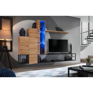 Étagère murale 180cm collection SWITCH. Coloris chêne wotan.
