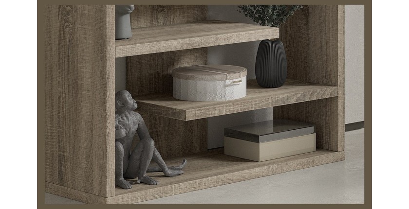 Bibliothèque large design, coloris bois collection MIRE