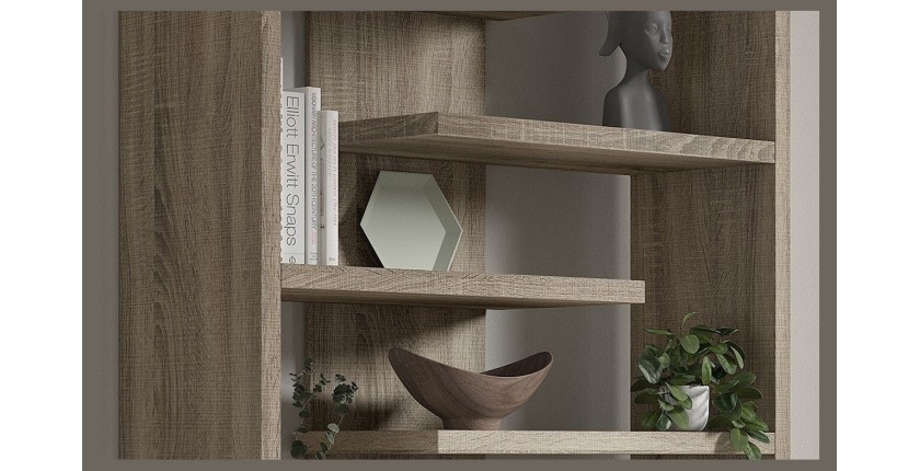 Bibliothèque large design, coloris bois collection MIRE