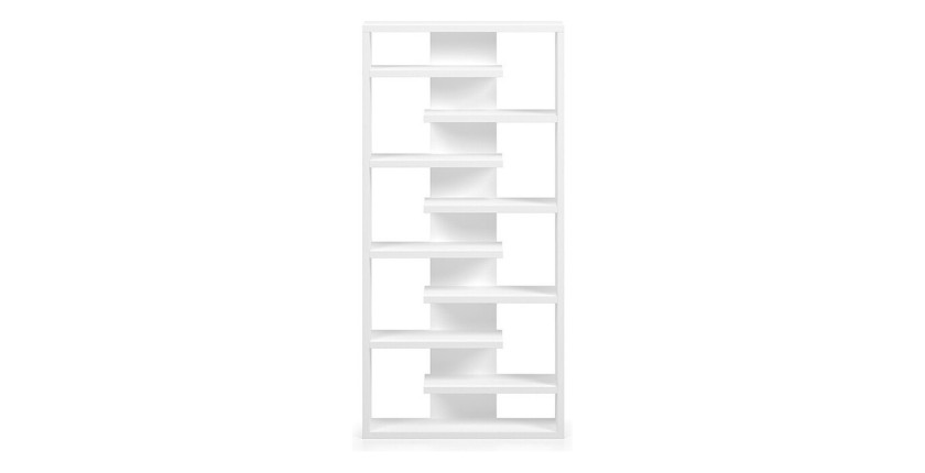 Bibliothèque large design, coloris blanc collection MIRE