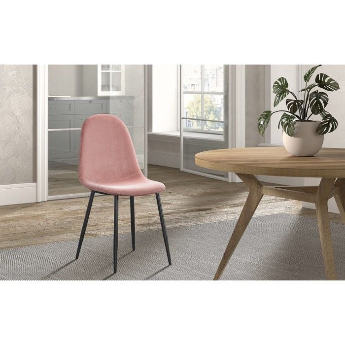 Chaise 'Boï' Velours Rose